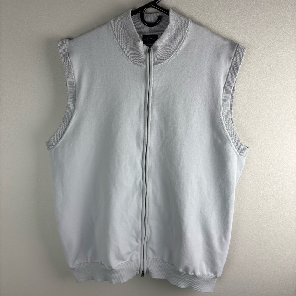 Greg Norman Full-Zip Vest Mens Size XL Solid Light Gray Golf Jacket Cotton Blend